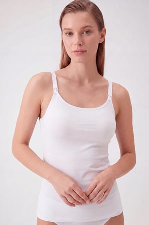 Kadın Pamuklu Göğüs Ucu Belli Etmeyen Kaplı Emzirme Atleti