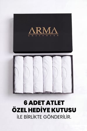 Erkek Premium %100 Pamuk Atlet 6'lı Özel Hediye Kutulu Damat Bohçası Çeyiz Seti