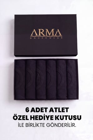 Erkek Premium %100 Pamuk Atlet 6'lı Özel Hediye Kutulu Damat Bohçası Çeyiz Seti