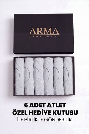 Erkek Premium %100 Pamuk Atlet 6'lı Özel Hediye Kutulu Damat Bohçası Çeyiz Seti