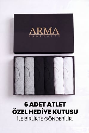 Erkek Premium %100 Pamuk Atlet 6'lı Özel Hediye Kutulu Damat Bohçası Çeyiz Seti