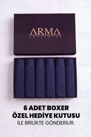 Erkek Premium Bambu Boxer 6'lı Hediye Kutulu Damat Bohçası ve Çeyiz Seti