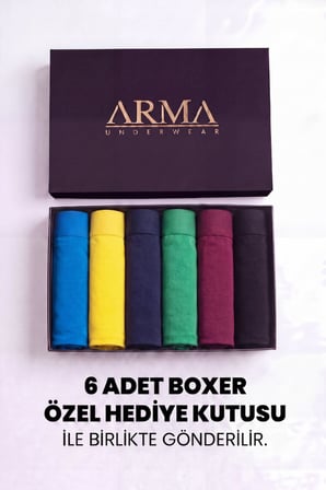 Erkek Premium Bambu Boxer 6'lı Hediye Kutulu Damat Bohçası ve Çeyiz Seti