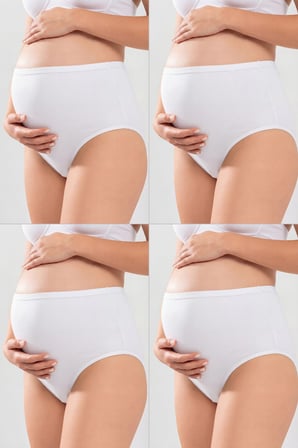 4'lü Paket Kadın Beyaz Pamuklu Likralı Yüksek Bel Hamile Külodu