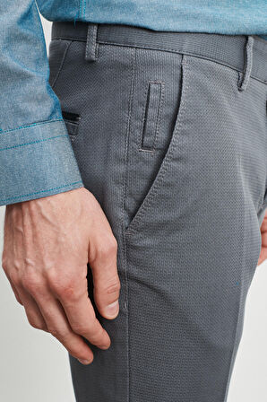 Erkek Gri-mavi Slim Fit Dar Kesim Armürlü Esnek Casual Pantolon