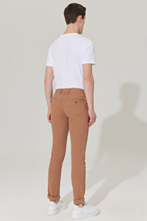 Slim Fit Dar Kesim Diyagonal Desenli Esnek Pantolon