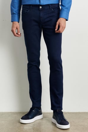 Erkek Indigo Slim Fit Dar Kesim Magic Denim Esnek Jean Kot Pantolon