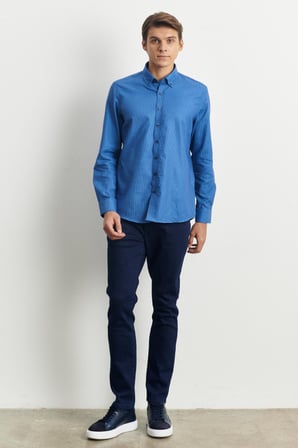 Erkek Indigo Slim Fit Dar Kesim Magic Denim Esnek Jean Kot Pantolon