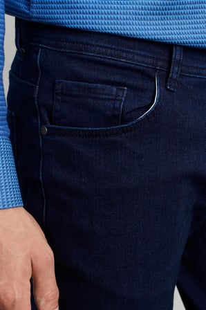 Erkek Indigo Slim Fit Dar Kesim Magic Denim Esnek Jean Kot Pantolon