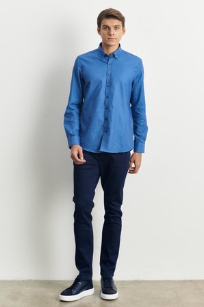Erkek Indigo Slim Fit Dar Kesim Magic Denim Esnek Jean Kot Pantolon