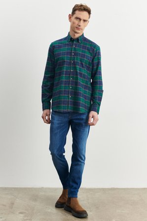 Erkek Lacivert Trend Slim Fit Dar Kesim 5 Cep Denim Jean Kot Pantolon