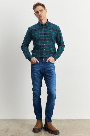 Erkek Lacivert Trend Slim Fit Dar Kesim 5 Cep Denim Jean Kot Pantolon