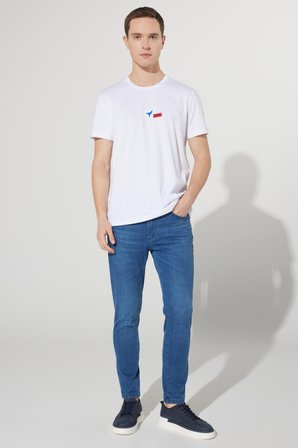 Erkek Mavi Trend Slim Fit Dar Kesim 5 Cep Denim Jean Kot Pantolon