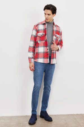 Erkek Mavi Trend Slim Fit Dar Kesim 5 Cep Denim Jean Kot Pantolon