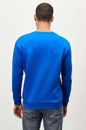 Erkek G.melanj-beyaz-sıyah Standart Fit Normal Kesim Bisiklet Yaka Içi Polarlı Baskılı Sweatshirt