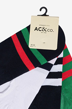 Erkek Lacı Beyaz Kırmızı 4'lü Desenli Çorap