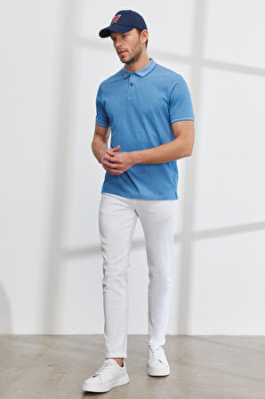 Slim Fit Dar Kesim Polo Yaka Kısa Kollu Basic Tişört
