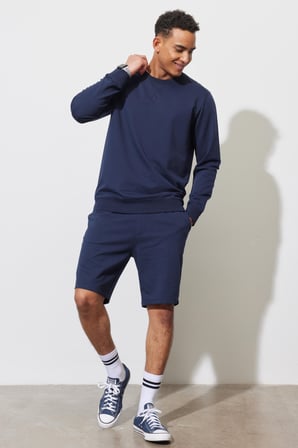 Erkek Lacivert Standart Fit Normal Kesim Bisiklet Yaka Sweatshirt