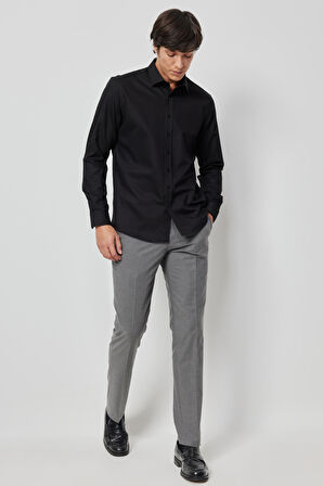 Erkek Gri Slim Fit Dar Kesim Esnek Klasik Pantolon