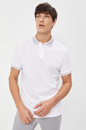 Slim Fit Dar Kesim Polo Yaka Kısa Kollu Basic Tişört