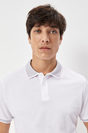 Slim Fit Dar Kesim Polo Yaka Kısa Kollu Basic Tişört