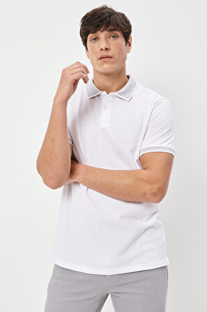 Slim Fit Dar Kesim Polo Yaka Kısa Kollu Basic Tişört