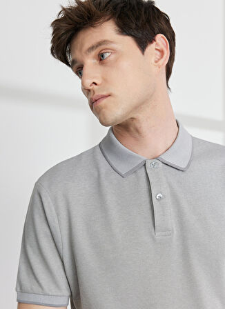 Altınyıldız Classics Gri - Beyaz Erkek Polo T-Shirt 4A9000000003