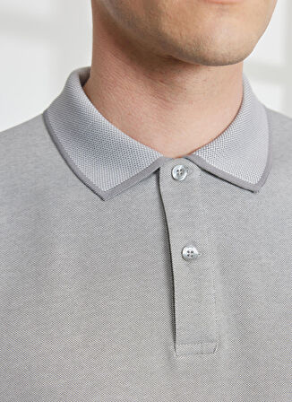 Altınyıldız Classics Gri - Beyaz Erkek Polo T-Shirt 4A9000000003