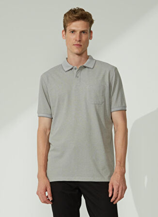 Altınyıldız Classics Gri - Beyaz Erkek Polo T-Shirt 4A9000000004