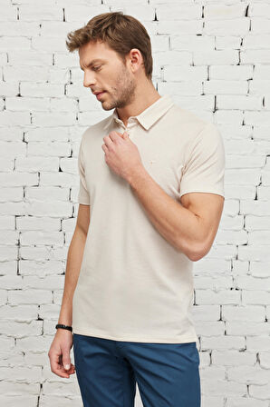 Erkek Bordo-beyaz Kolay Ütülenebilir Slim Fit Dar Kesim Polo Yaka Kısa Kollu Jakarlı Tişört