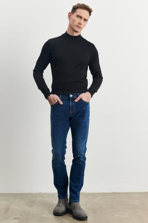 Erkek Mavi Slim Fit Dar Kesim Magic Denim Jean Kot Pantolon