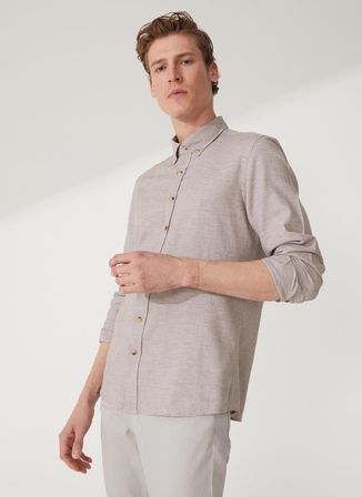 Altınyıldız Classics Slim Fit Düğmeli Yaka Vizon Erkek Gömlek 4A2023200008