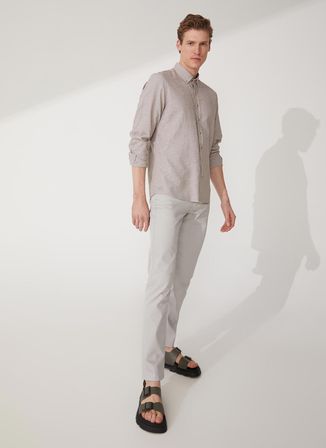 Altınyıldız Classics Slim Fit Düğmeli Yaka Vizon Erkek Gömlek 4A2023200008