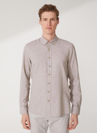 Altınyıldız Classics Slim Fit Düğmeli Yaka Vizon Erkek Gömlek 4A2023200008