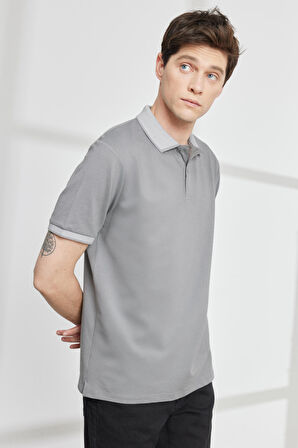 Slim Fit Dar Kesim Polo Yaka Kısa Kollu Basic Tişört