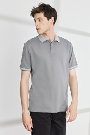 Slim Fit Dar Kesim Polo Yaka Kısa Kollu Basic Tişört