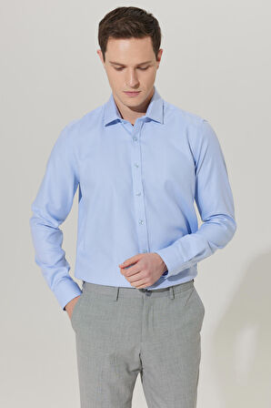 Ütüleme Gerektirmeyen Taılored Slim Fit Dar Kesim Klasik Yaka %100 Pamuk Desenli Non-ıron Gömlek