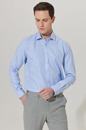 Ütüleme Gerektirmeyen Taılored Slim Fit Dar Kesim Klasik Yaka %100 Pamuk Desenli Non-ıron Gömlek