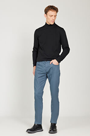 Slim Fit Dar Kesim 5 Cepli Desenli Pamuklu Pantolon