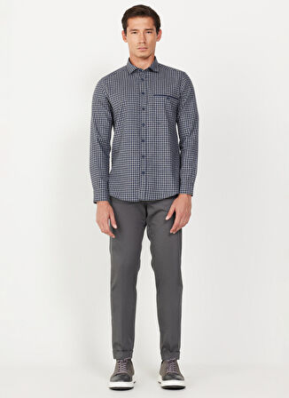 Altınyıldız Classics Slim Fit Klasik Yaka Lacivert - Gri Erkek Gömlek 4A2024100025
