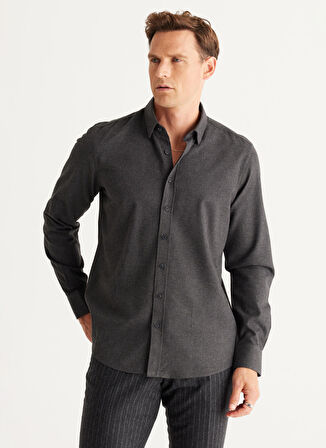 Altınyıldız Classics Slim Fit Düğmeli Yaka Antrasit Erkek Gömlek 4A2024100192