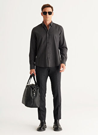 Altınyıldız Classics Slim Fit Düğmeli Yaka Antrasit Erkek Gömlek 4A2024100192