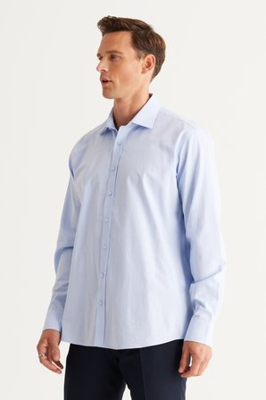 Comfort Fit Rahat Kesim Klasik Yaka %100 Pamuk Gömlek