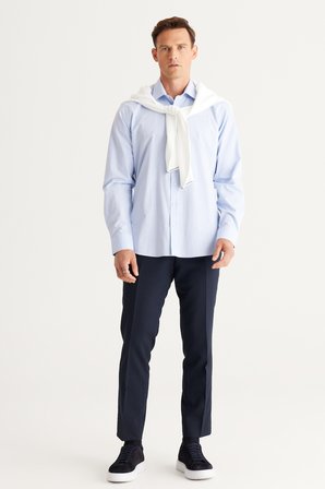 Comfort Fit Rahat Kesim Klasik Yaka %100 Pamuk Gömlek