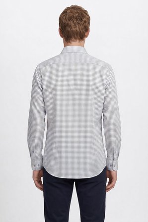 %100 Pamuk Desenli Non-Iron Ütü Gerektirmeyen Comfort Fit Gömlek