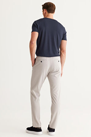 Erkek Gri Slim Fit Dar Kesim Esnek Pantolon