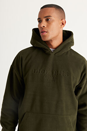 Oversize Bol Kesim Kapüşonlu Kanguru Cepli Sweatshirt Polar