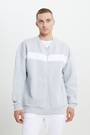 Oversize Bol Kesim Kolej Yaka Desenli Sweatshirt
