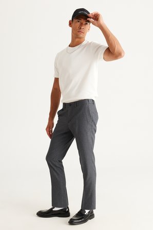 Slim Fit Dar Kesim Desenli Beli Lastikli Esnek Pantolon