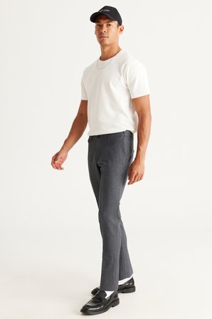Slim Fit Dar Kesim Desenli Beli Lastikli Esnek Pantolon